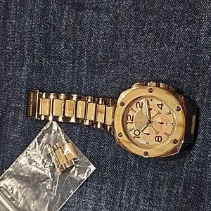 Michael Kors rose gold tone and bone colored watch